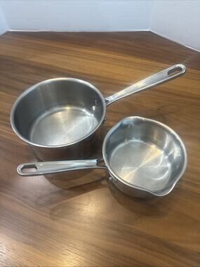 Emeril Lagasse 1 Qt & 2 Qt Sauce Pans Copper Core Stainless Steel NO LIDS -2
